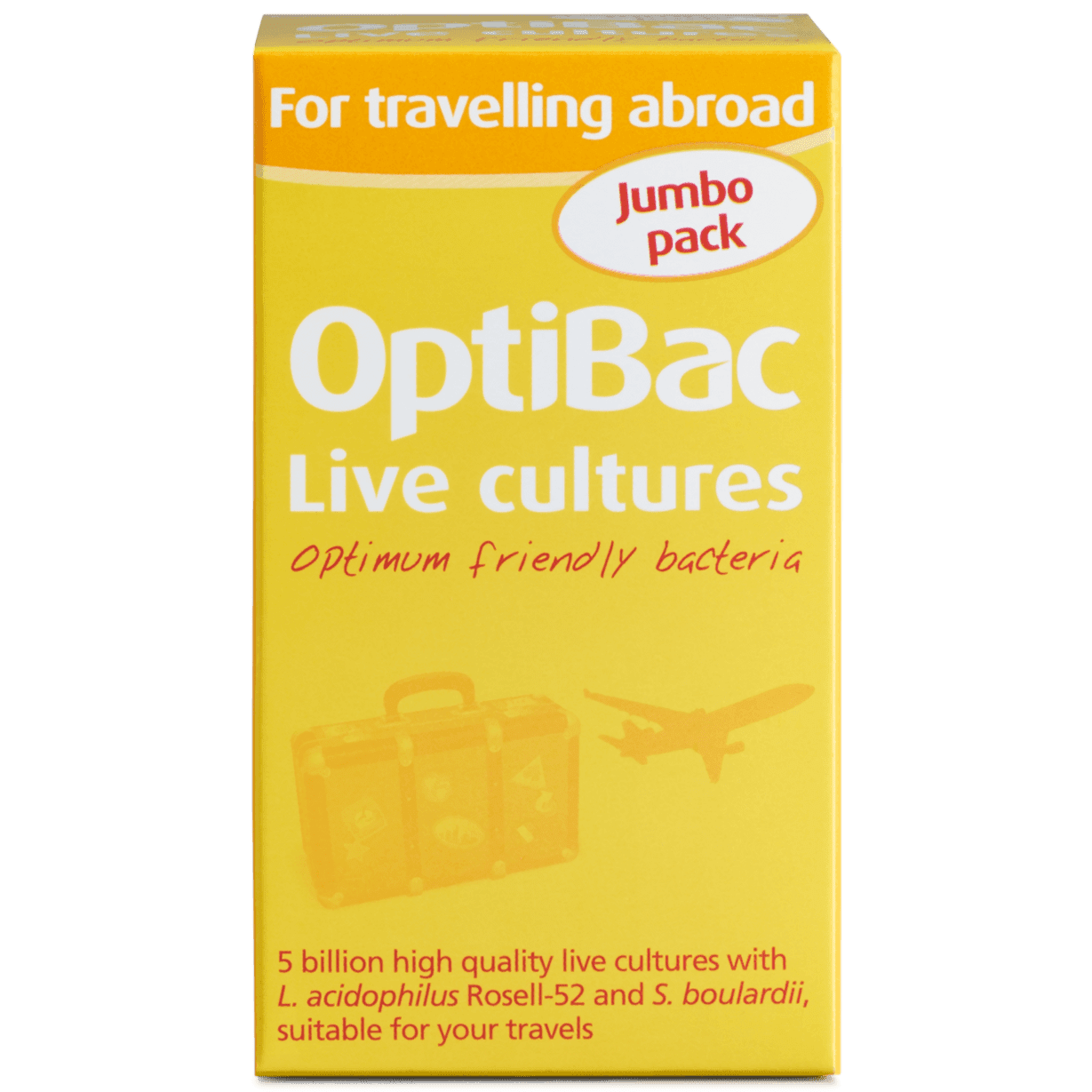 Optibac Probiotics | For travelling abroad | front of pack | 60 capsules