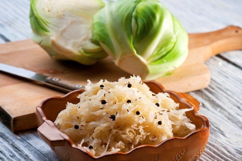 China bowl full of sauerkraut