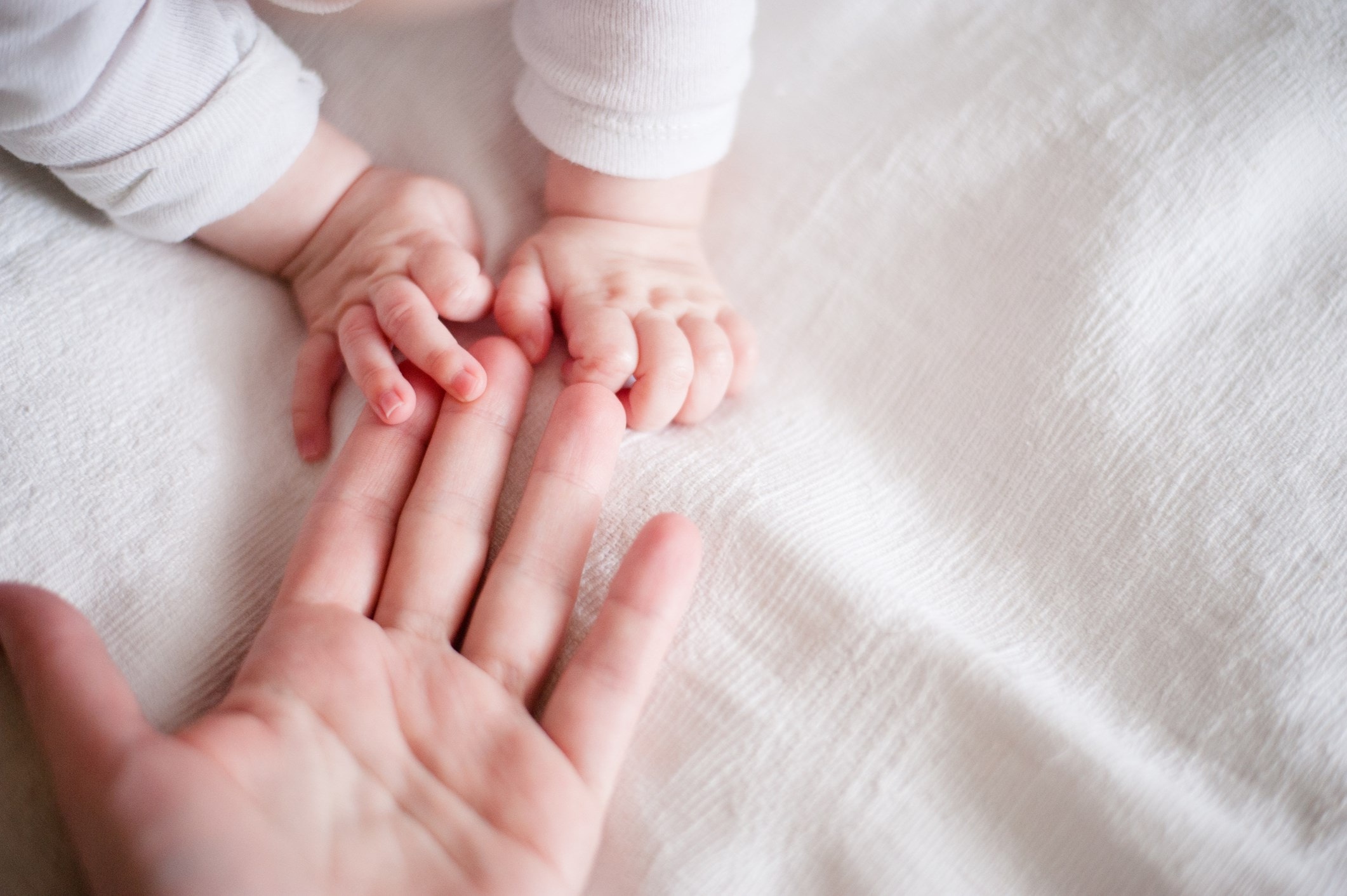 adult and baby hand touching 