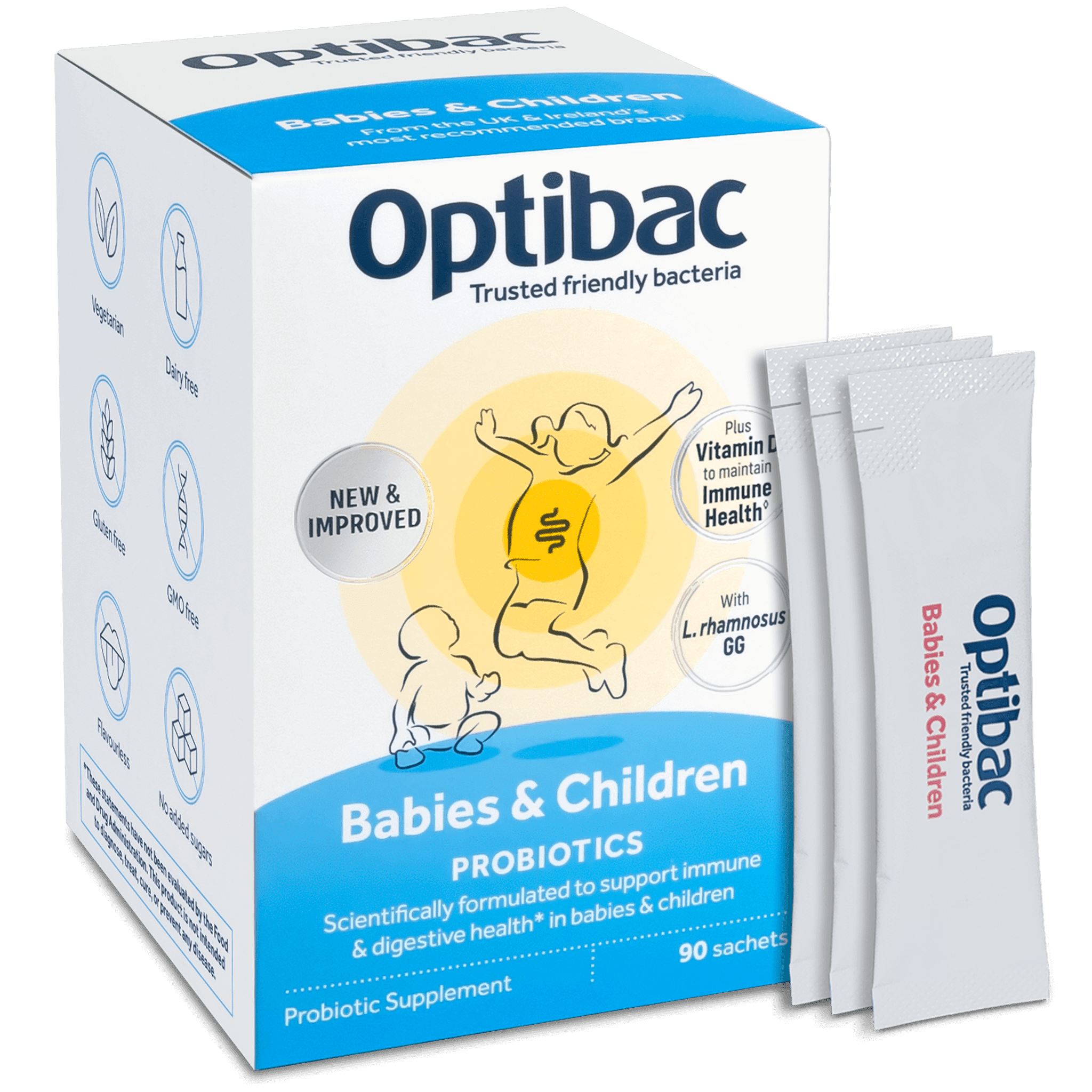 Optibac Probiotics Babies & Children | childrens probiotic with added Vitamin D | 90 sachets