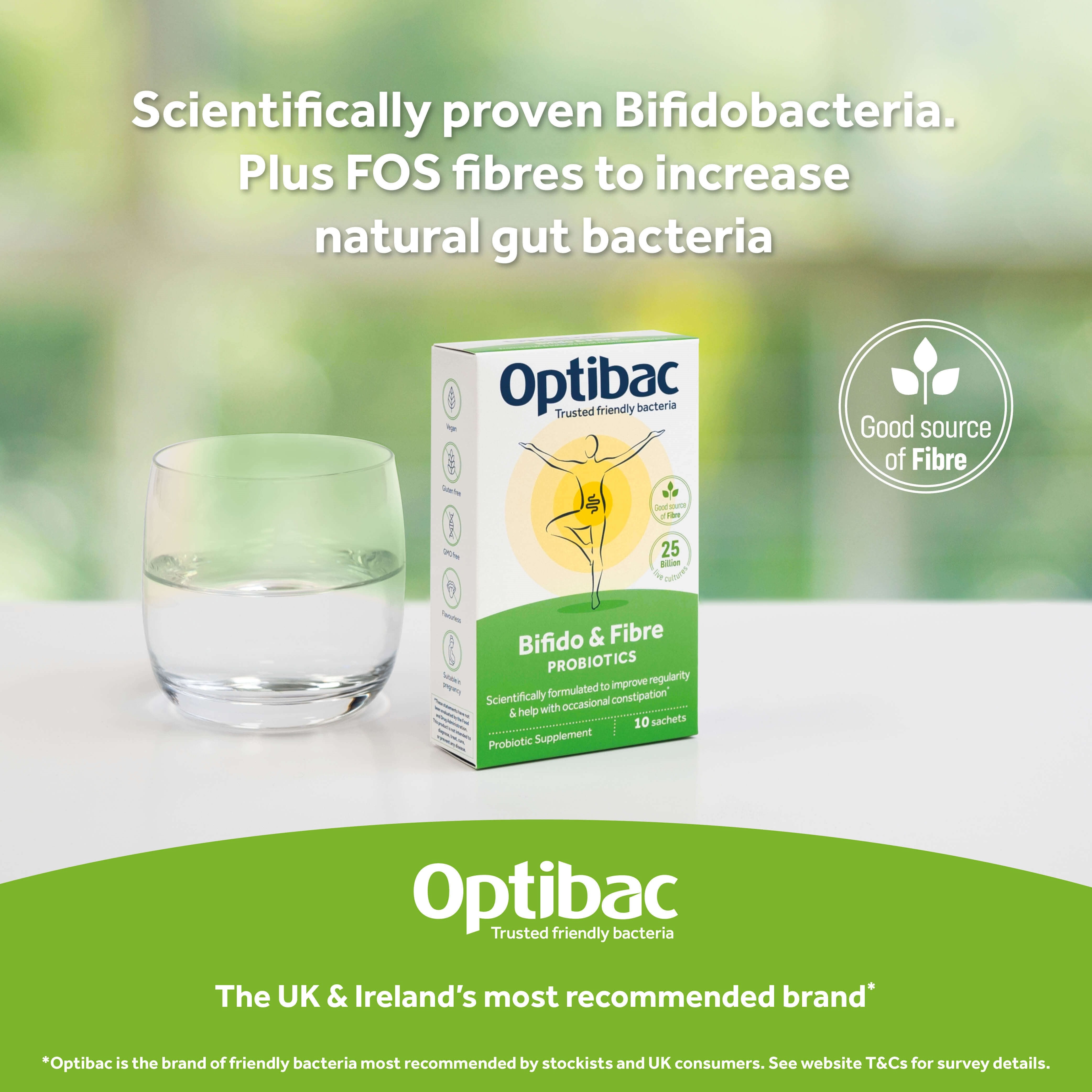 Optibac Probiotics Bifido & Fibre with FOS fibres to increase natural gut bacteria