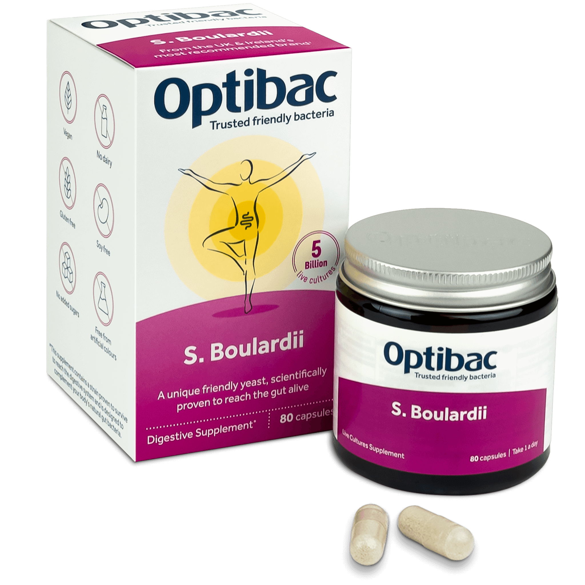 Optibac Probiotics UK | Saccharomyces boulardii | contents | 80 capsules