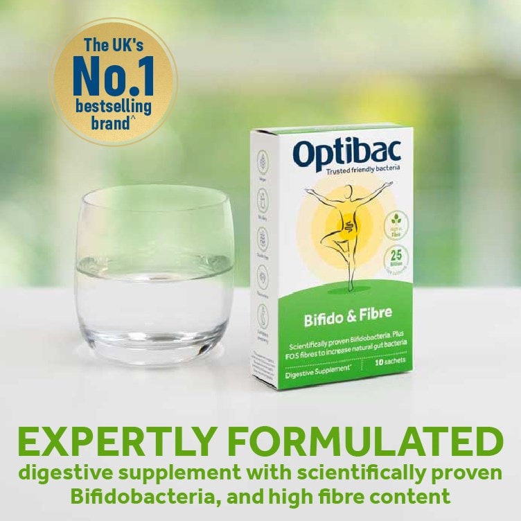 Optibac Probiotics Bifido & Fibre - expertly formulated probiotics with scientifically proven Bifidobacteria and high fibre