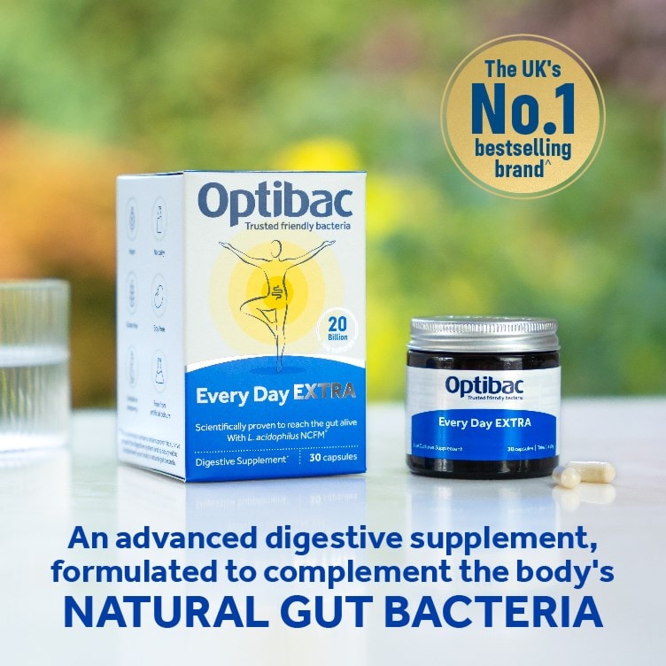 Optibac Probiotics Every Day EXTRA contains 20 billion of friendly bacteria