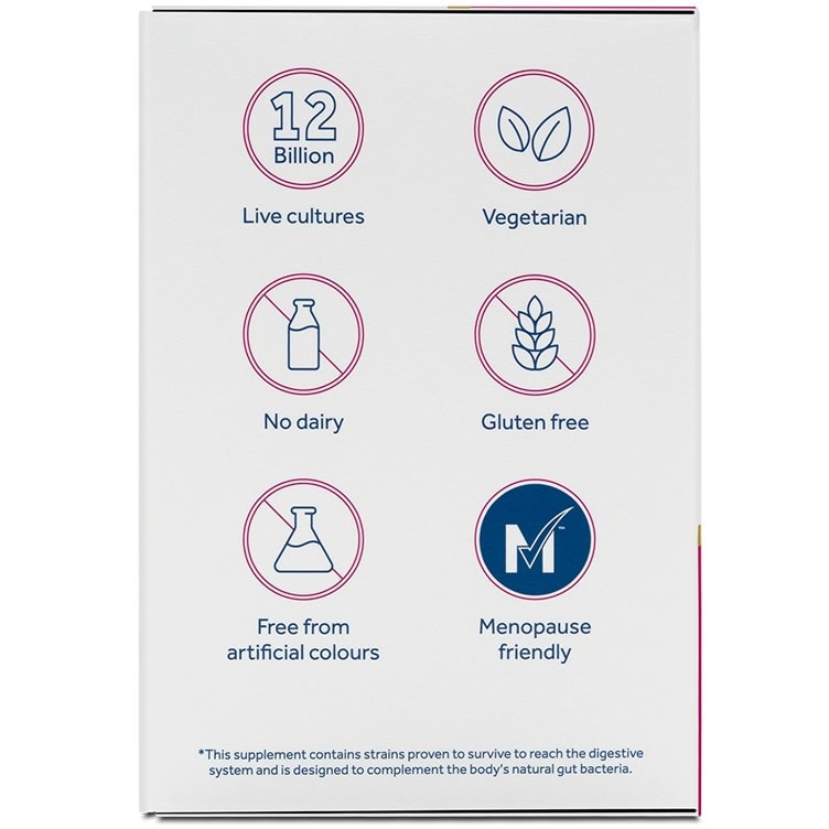Optibac Probiotics Women's Wellbeing probiotics for gut, hormones, mind and sleep - 30 capsules - icons