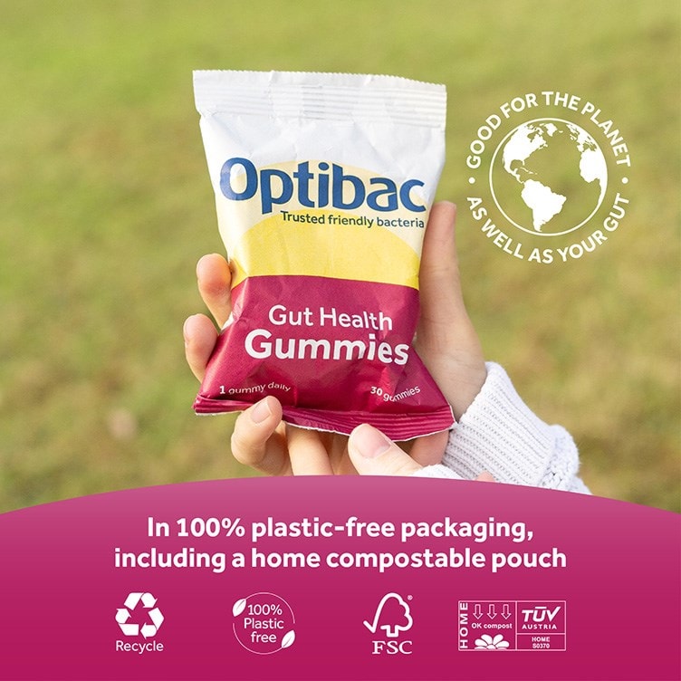 Optibac Gut Health Gummies - gut health supplements in eco-friendly packaging - three pack