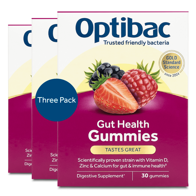 Optibac Gut Health Gummies - probiotic gummies for adults - three pack