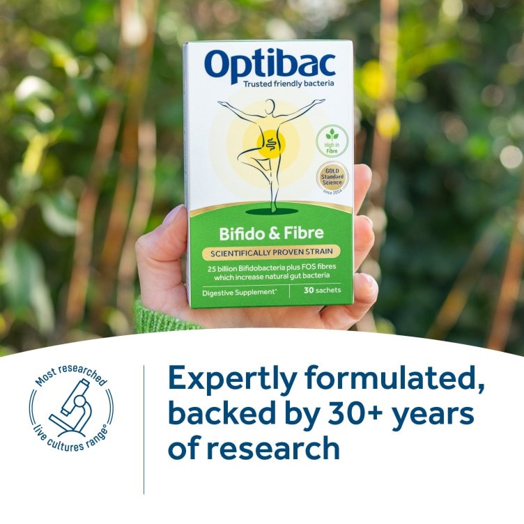 Optibac Probiotics Bifido & Fibre - expertly formulated, backed by over 30 years of research - 30 sachets