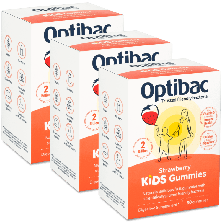 Optibac Probiotics Kids Gummies - three pack bundle of kids probiotic gummies