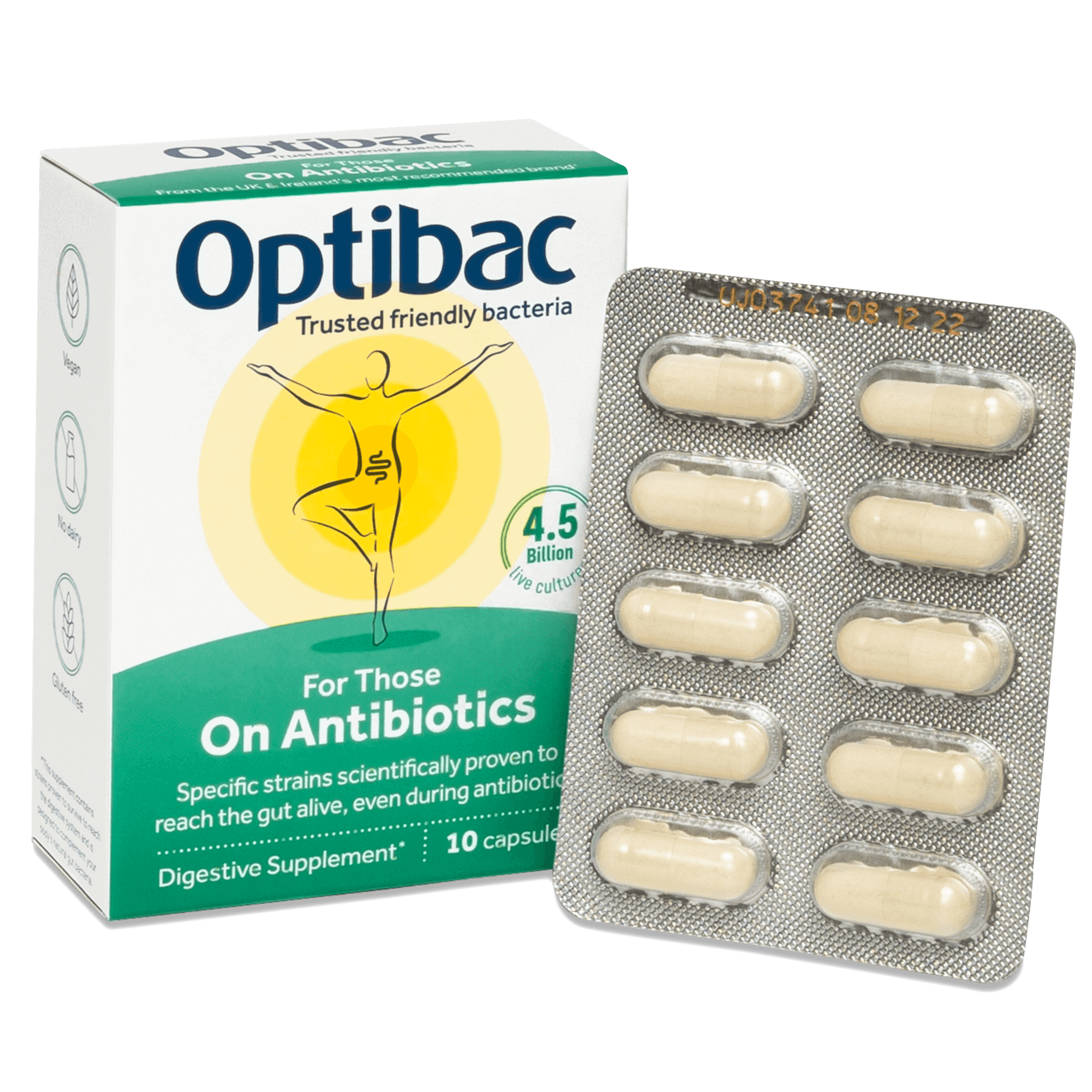 Optibac Probiotics UK | For Those On Antibiotics | contents | 10 capsules