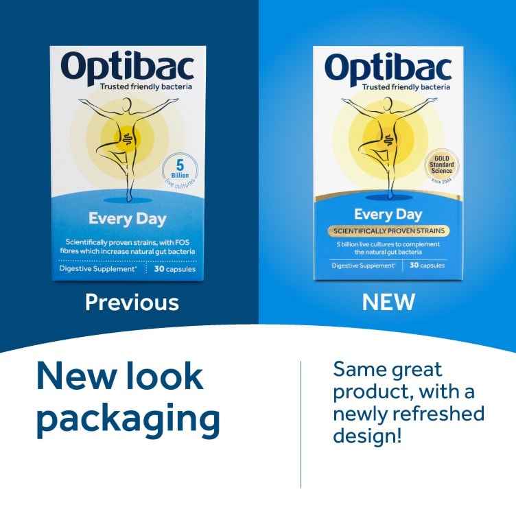 Optibac Probiotics Every Day - new look packaging for our probiotic capsules - 2 pack bundle