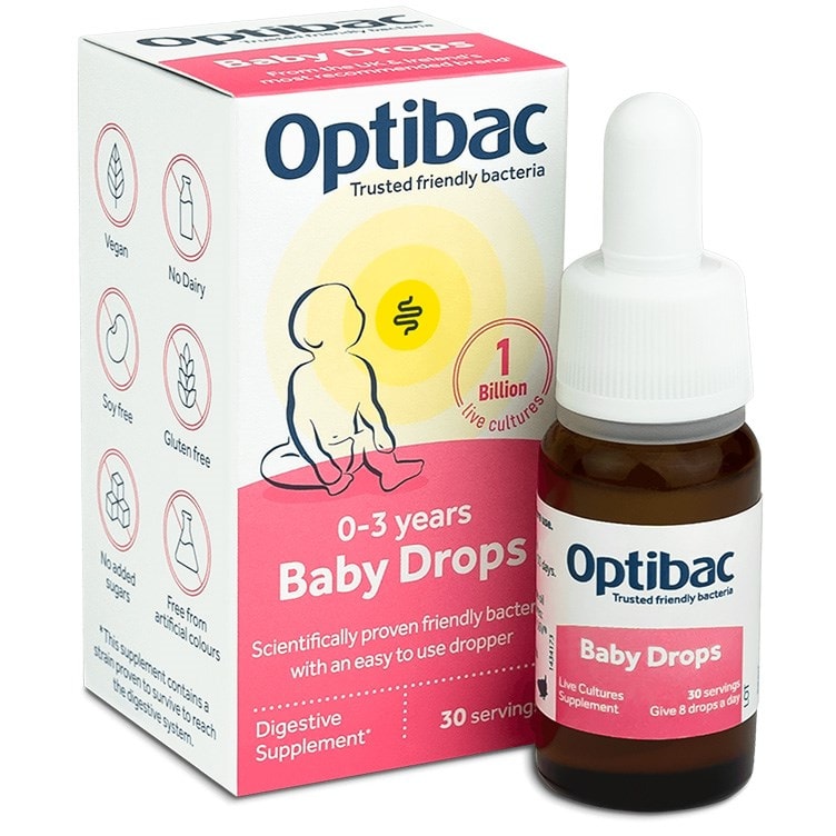 Optibac Probiotics Baby Drops - probiotic drops for babies, infants and young children from birth onwards - two pack