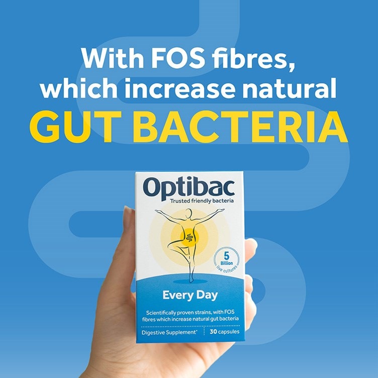Optibac Probiotics Every Day - daily probiotic with FOS fibres to increase natural gut bacteria 90 pack