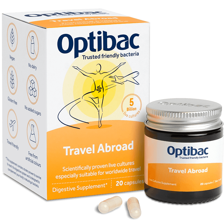 Optibac Probiotics Travel Abroad - scientifically proven probiotics for travel