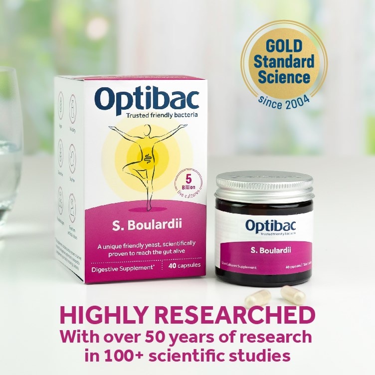 Optibac Probiotics Saccharomyces boulardii - over 50 years of gold standard research - 80 capsules
