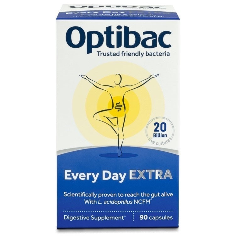 Optibac Every Day EXTRA - high strength probiotic supplement - front of pack - 90 capsules