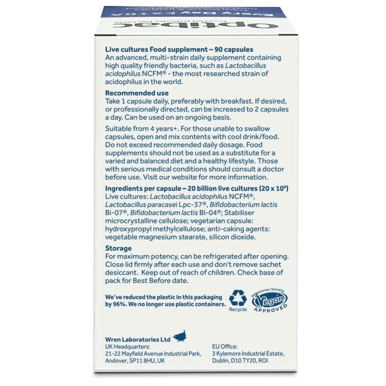 Optibac Probiotics Every Day EXTRA (90 capsules) pack back
