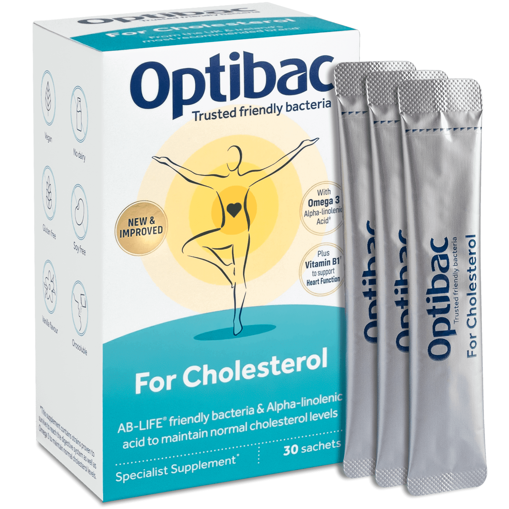 Optibac Probiotics UK | For Cholesterol | contents | 30 sachets