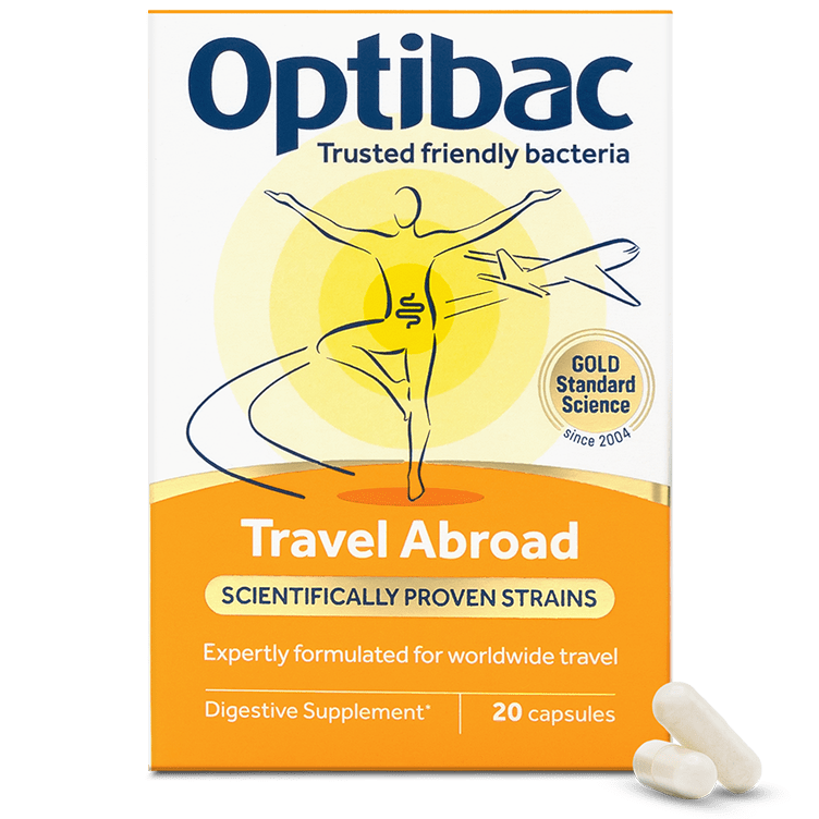 Optibac Probiotics Travel Abroad - scientifically proven probiotics for travel - capsule