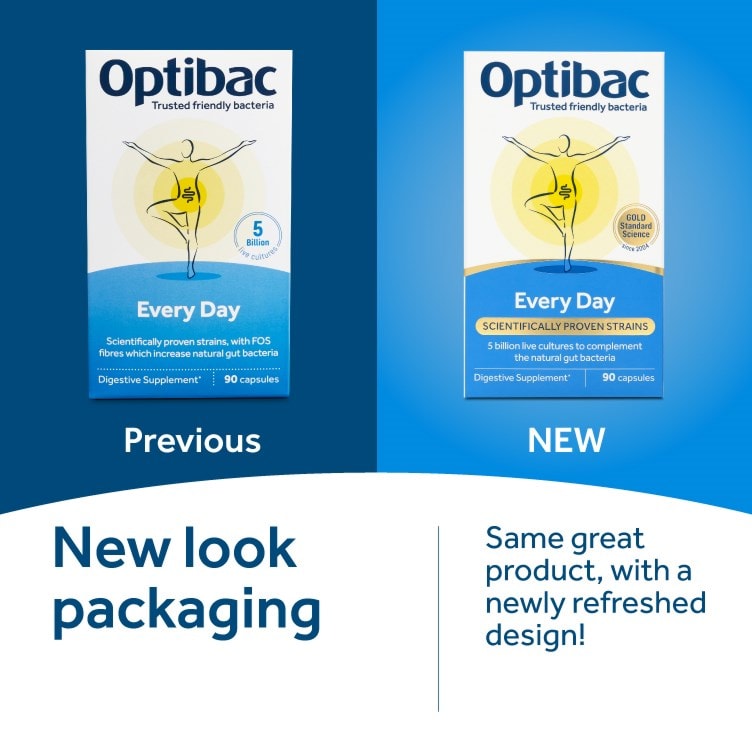 Optibac Probiotics Every Day - new look packaging for our probiotic capsules 90 capsules