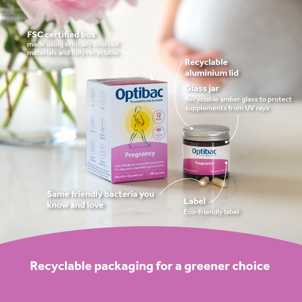 Optibac Probiotics Pregnancy - pregnancy probiotics in recyclable packaging for a greener choice - 2 pack