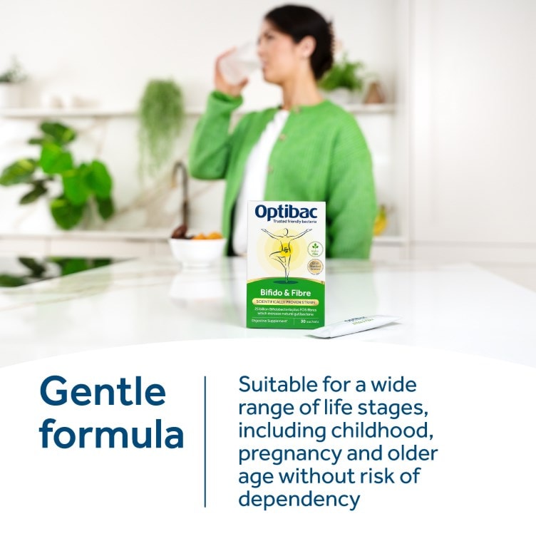 Optibac Probiotics Bifido & Fibre - suitable for a wide range of life stages, including childhood, pregnancy and older age - 30 sahctes
