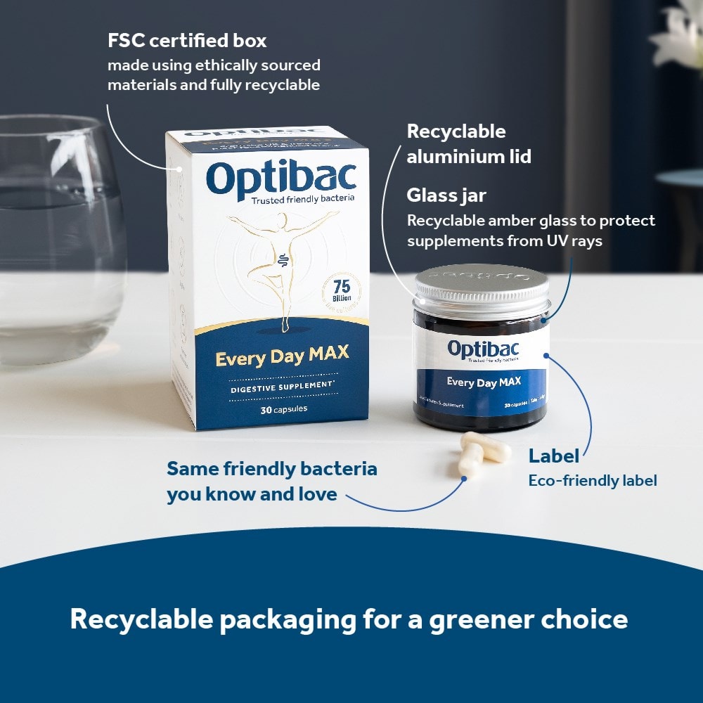 Optibac Probiotics Every Day MAX is recyclable