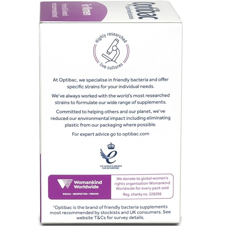 Optibac Probiotics For Women - vaginal probiotics - side of pack