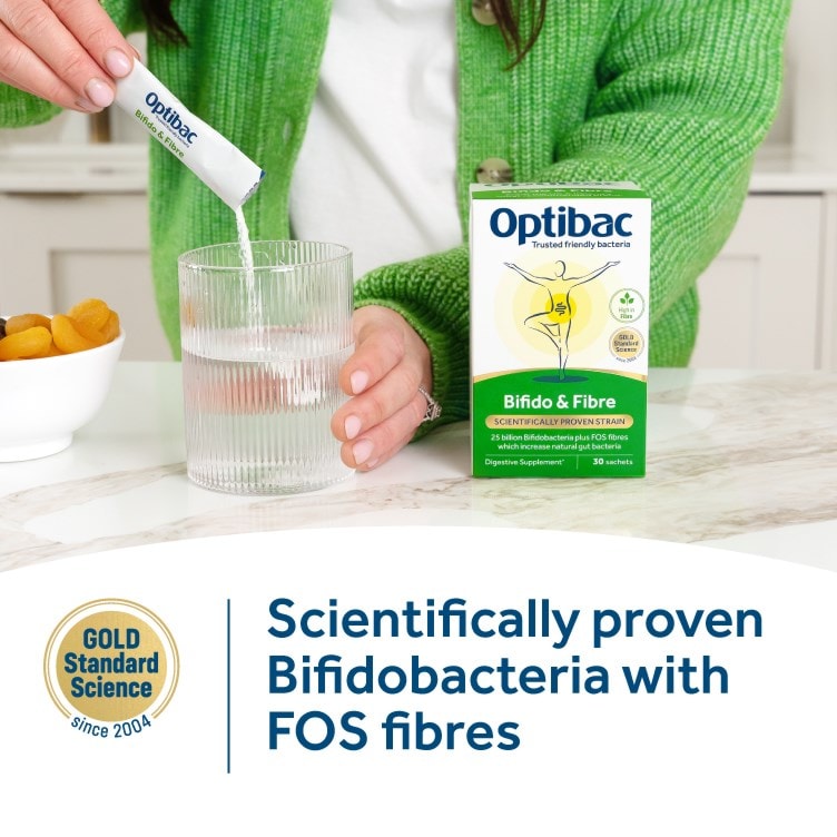 Optibac Probiotics Bifido & Fibre - scientifically proven Bifidobacteria with FOS fibres - 30 sachets