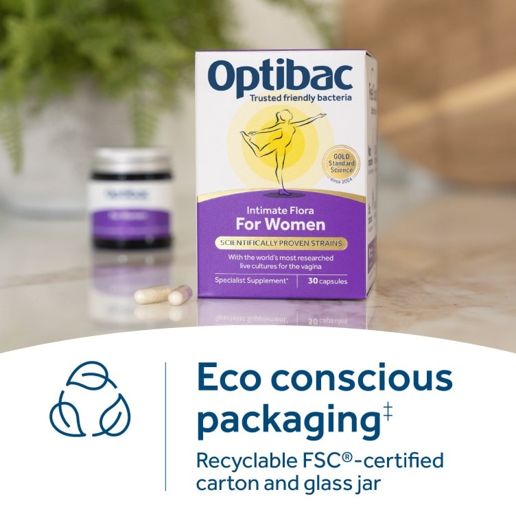 Optibac Probiotics For Women - eco conscious, plactic free packaging - 90 capsules