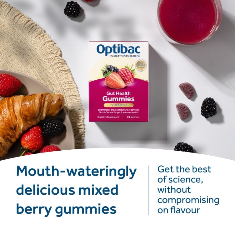 Optibac Gut Health Gummies - delicious mixed berry gummies