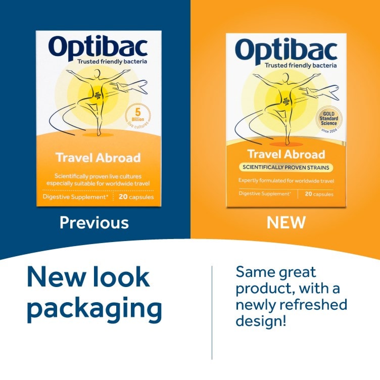 Optibac Probiotics Travel Abroad - new look packaging