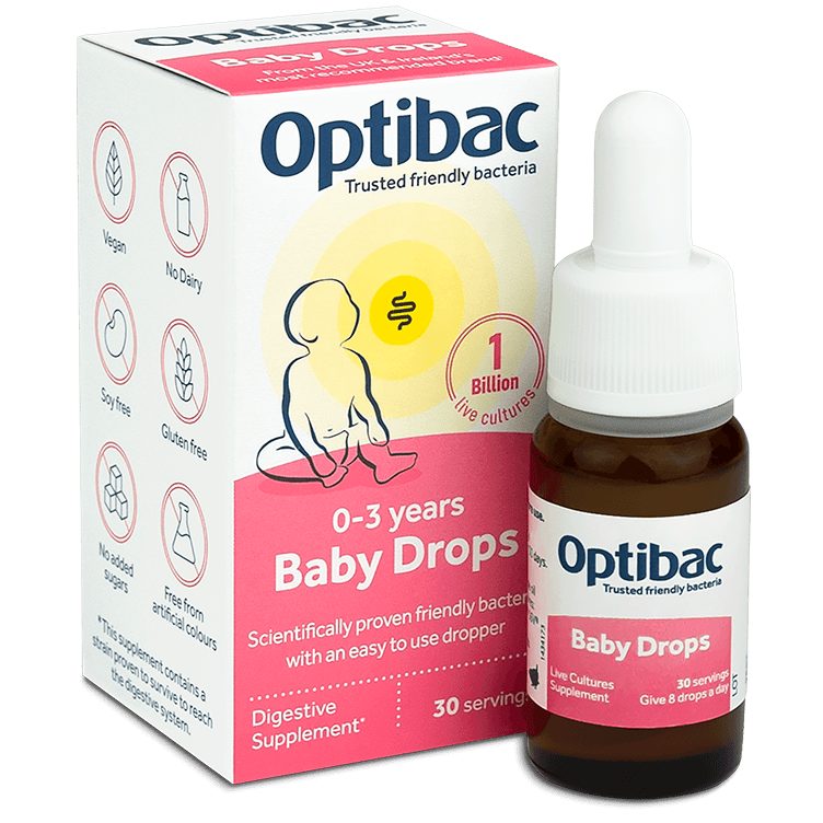 Optibac Probiotics Baby Drops Liquid Vegan Probiotic Drops To Support Baby's Digestion (30 servings)