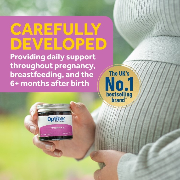 Optibac Probiotics Pregnancy - carefully developed pregnancy probiotic providing daily support throughout breastfeeding, pregnancy and after birth