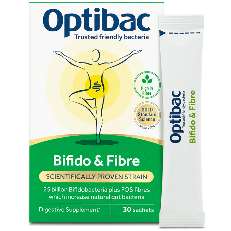 Optibac Probiotics Bifido & Fibre - probiotics and FOS fibres to improve natural gut bacteria