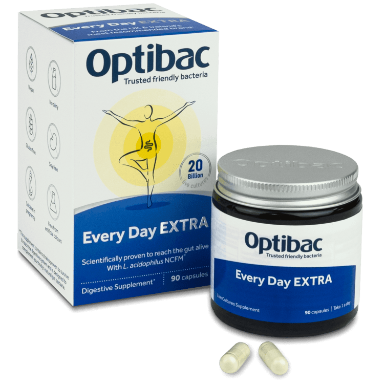 Optibac Probiotics Every day EXTRA Strength 20 Billion CFU Digestive Vegan Supplement (90 capsules)