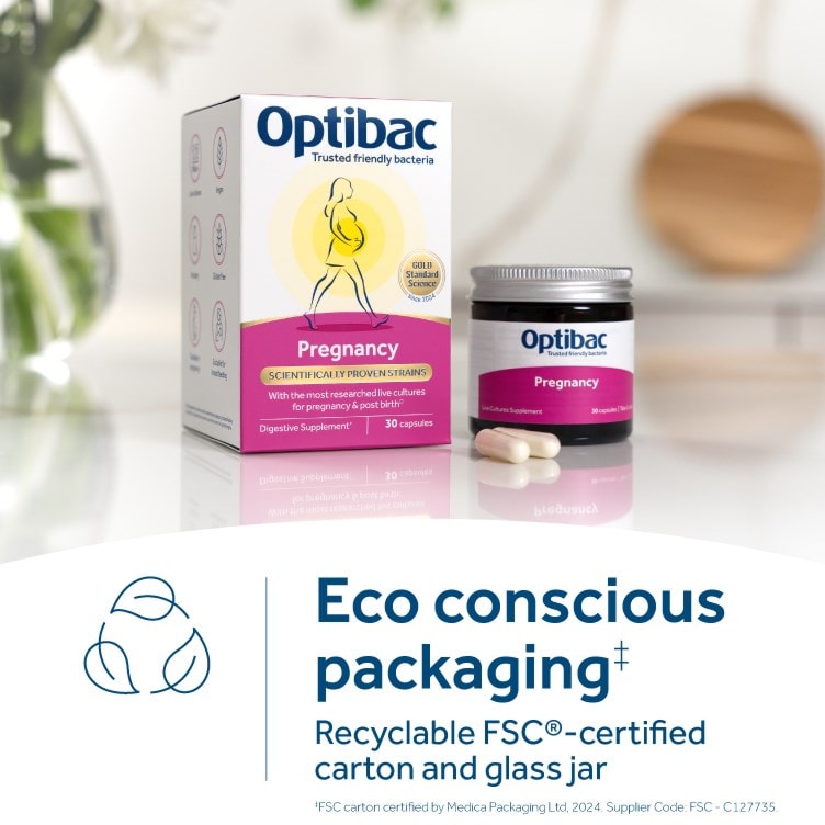 Optibac Probiotics Pregnancy - eco conscious packaging - 90 capsules