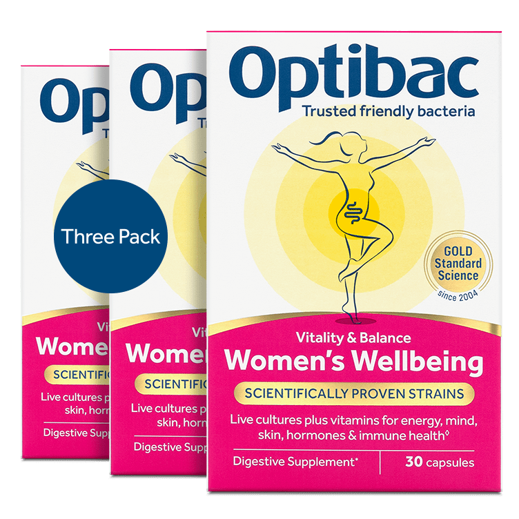 Optibac Probiotics Women's Wellbeing probiotics for gut, hormones, mind and sleep - 90 capsules - front