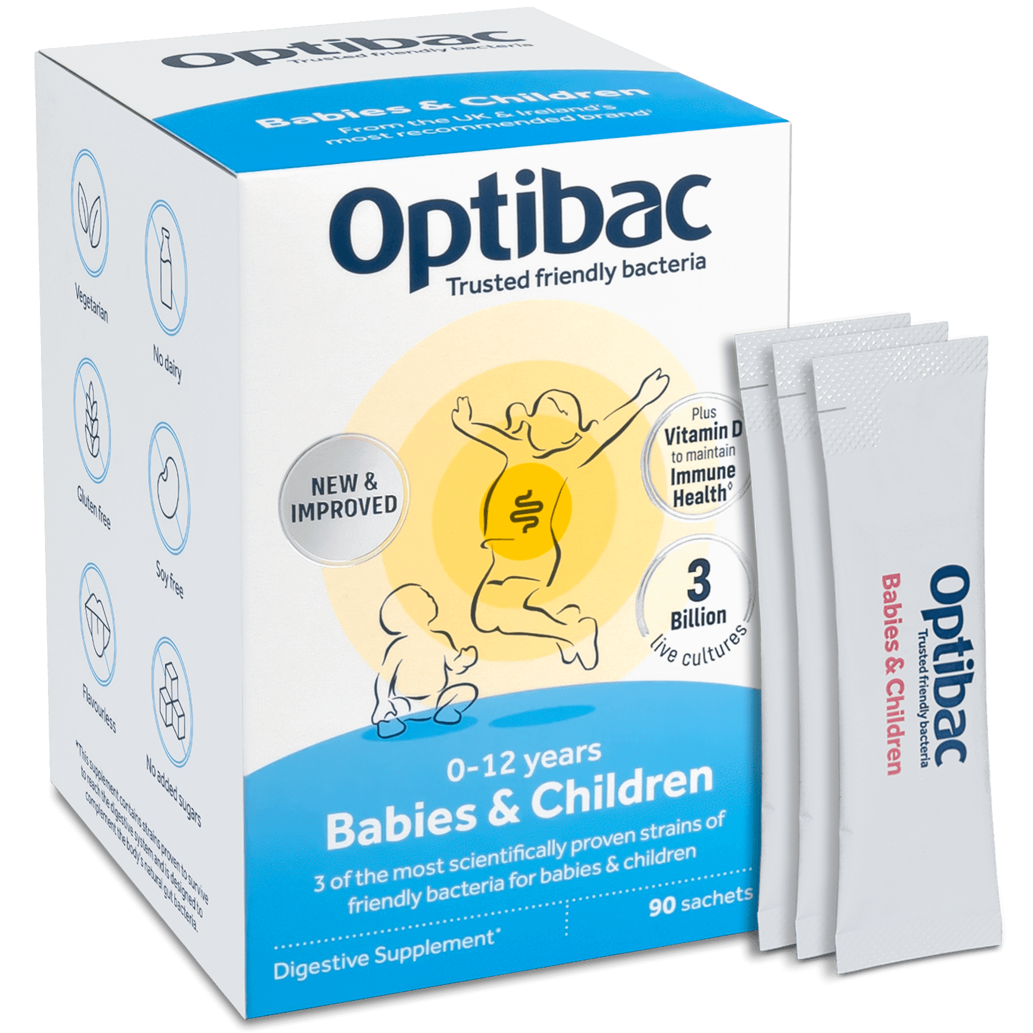 Optibac Probiotics Babies & Children | childrens probiotic with added Vitamin D | 90 sachets
