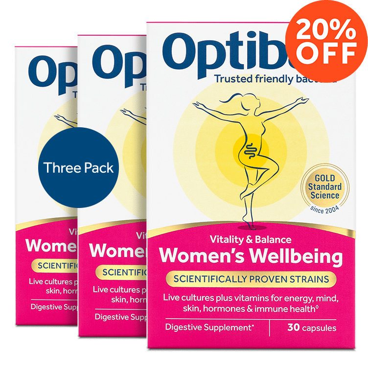 Optibac Probiotics Women's Wellbeing probiotics for gut, hormones, mind and sleep - 90 capsules - front
