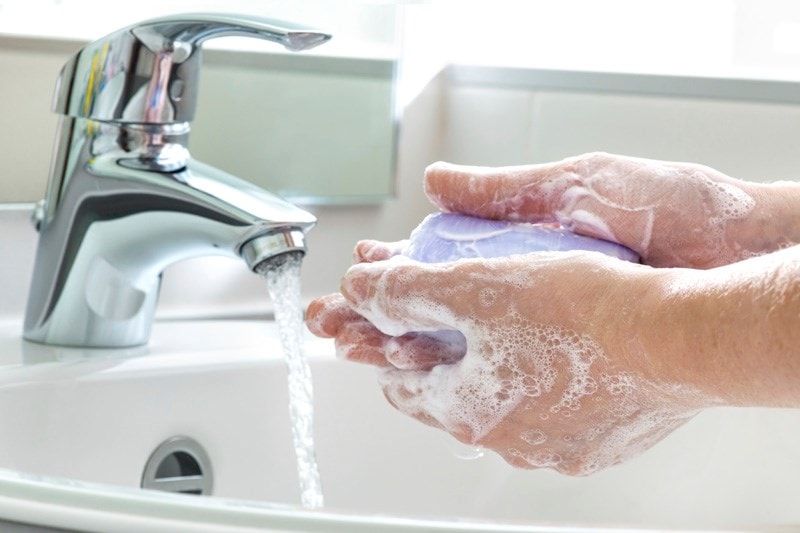 washing hands with soap