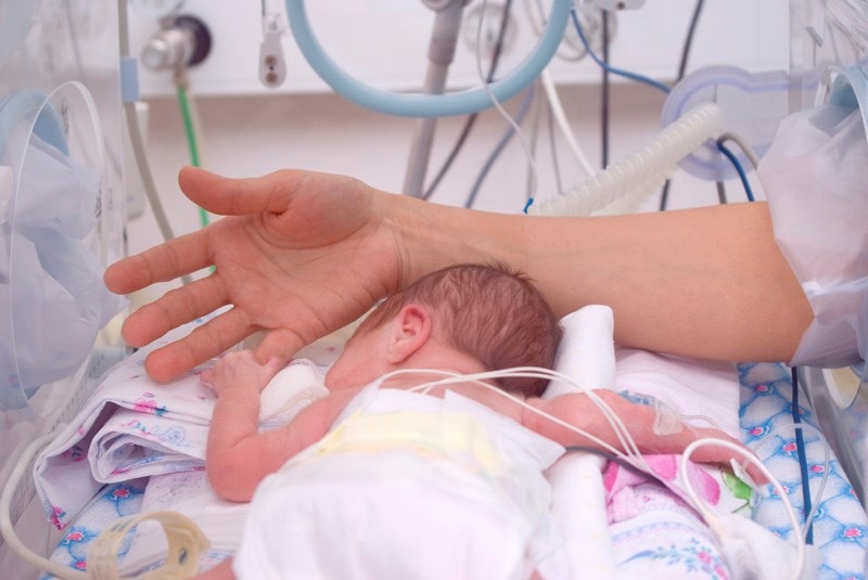 premature baby in an incubator 